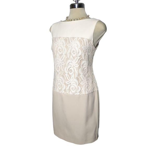 SD Collection, Luxury Sleeveless Cream and white Lace Dress Size 6 - Picture 3 of 12